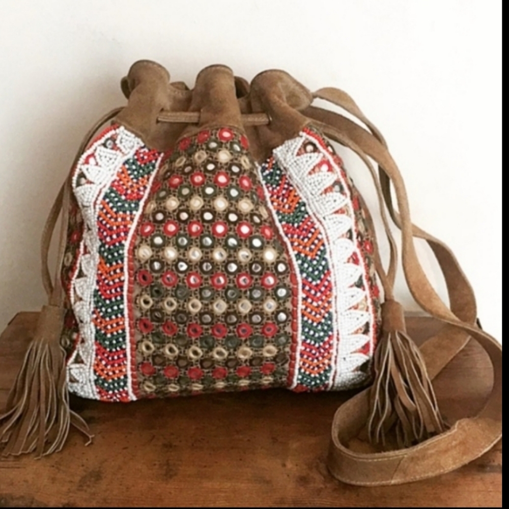 Gypsy05 Beaded Boho Suede Embellished Bag - Picture 5 of 12